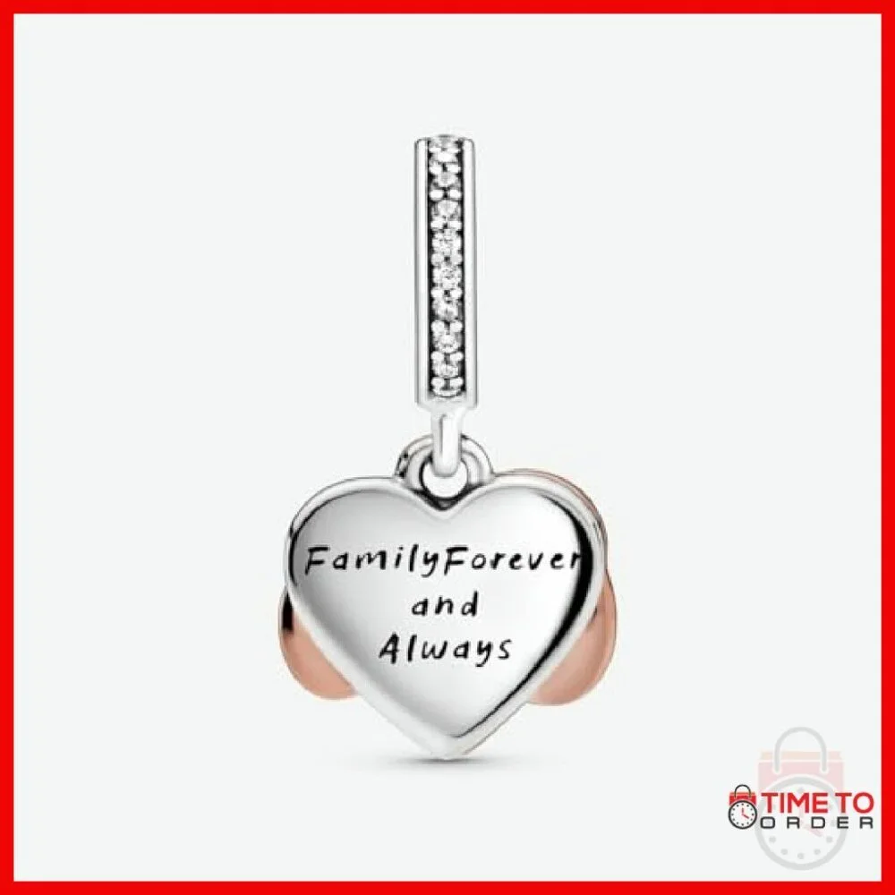 Sterling Silver Heart Charm with CZ Stones, Infinity Design